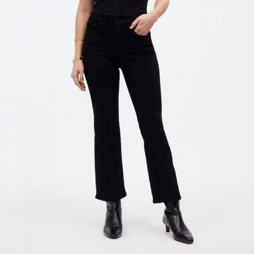 Madewell Petite Kick Out Crop Jean Black Rinse Wash Super Stretch 28P